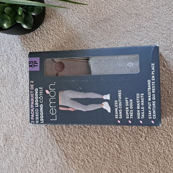 Lemon Ribbed Leggings 2-Pack Women's Size XS Brown Gray New In Box - Picture 13 of 13